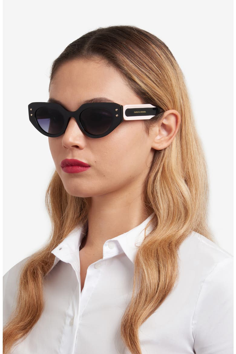 50mm Gradient Cat Eye Sunglasses, Alternate, color, BLACK/ GREY SHADED
