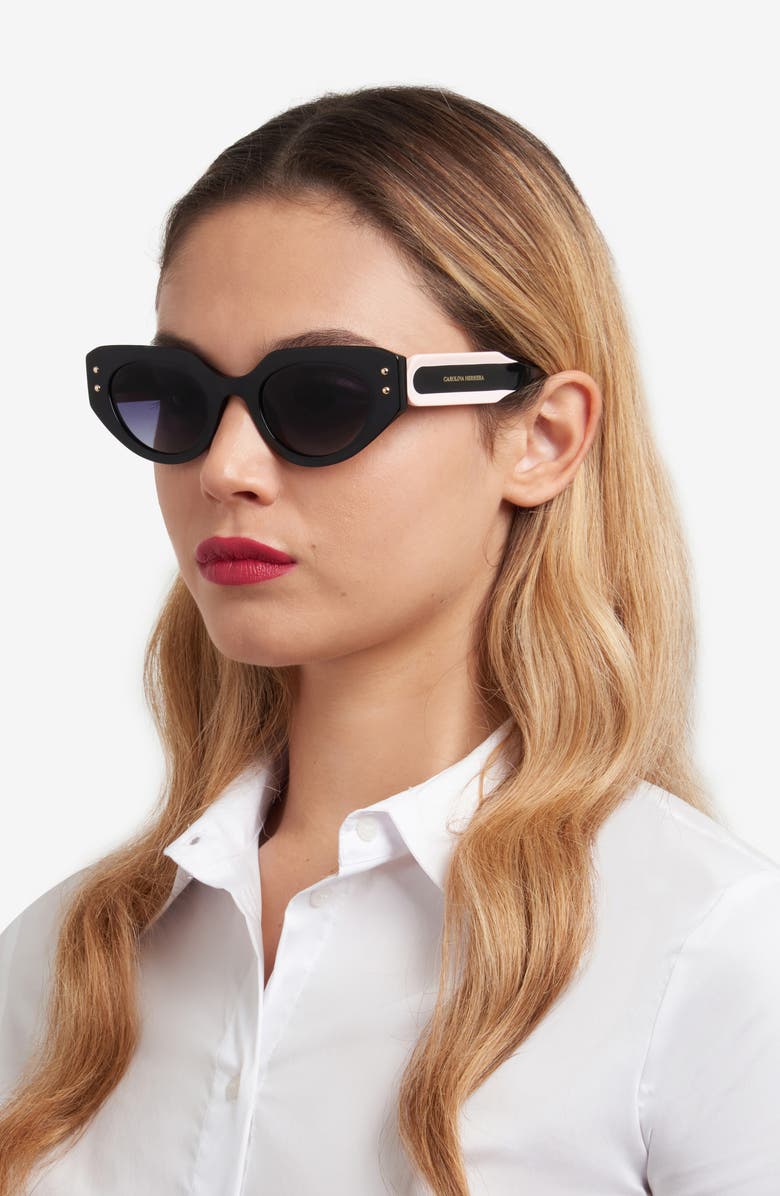 Carolina Herrera 50mm Gradient Cat Eye Sunglasses, Alternate, color, Black/ Grey Shaded