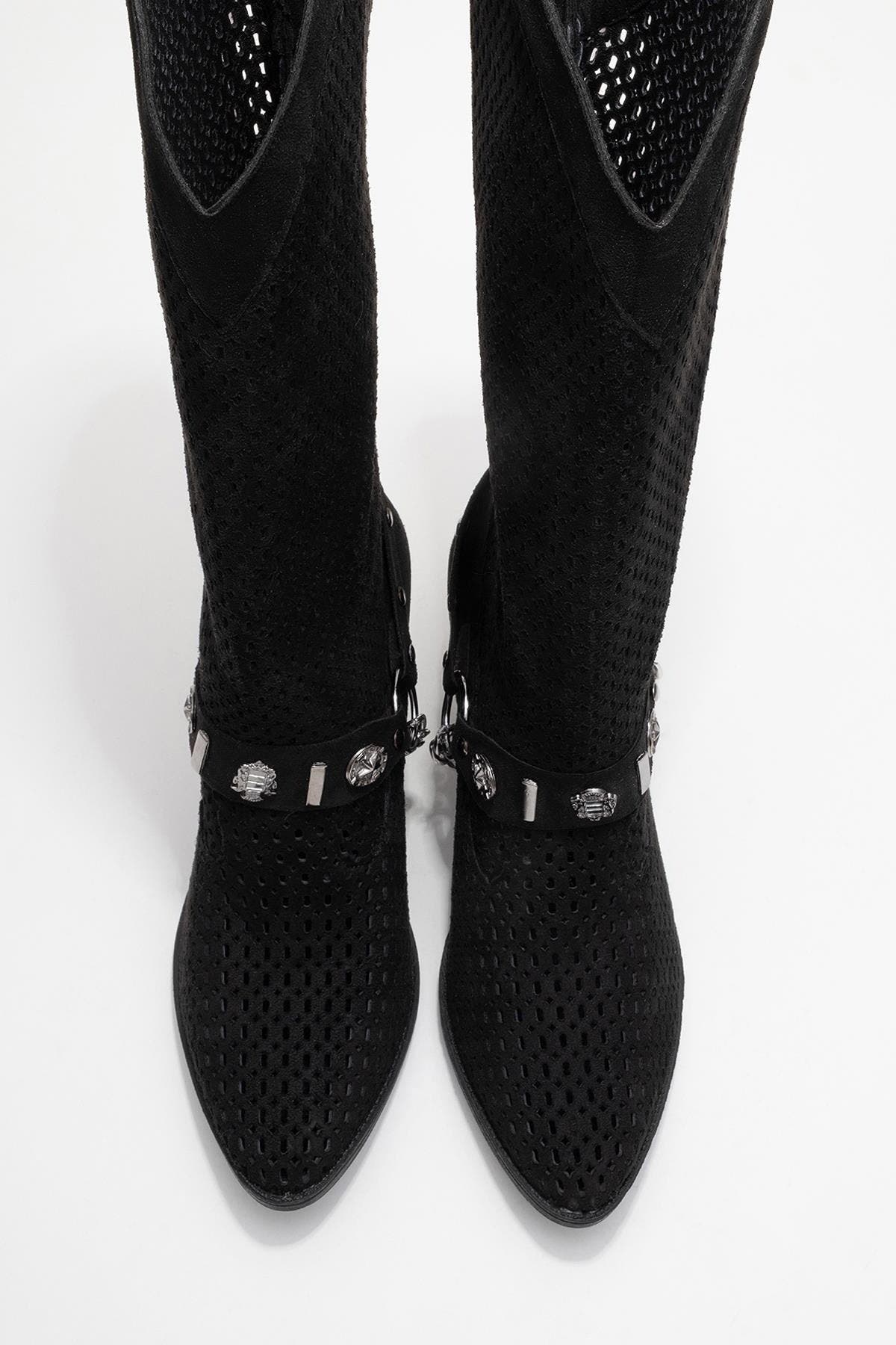 Prologue Shoes Lumen Block Heel Summer Boot, Alternate, color, Black Faux Leather