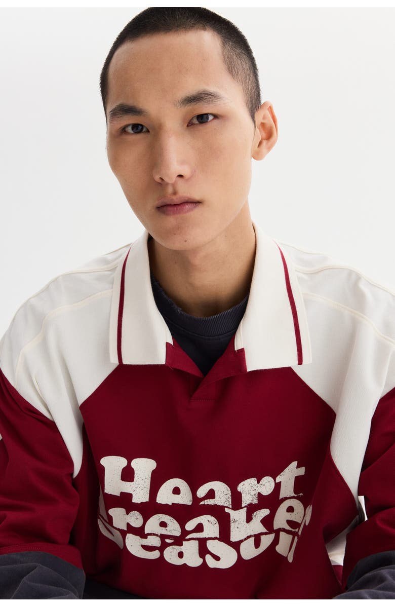 H&M Oversized Fit Polo Shirt, Alternate, color, Red/Heartbreaker Season