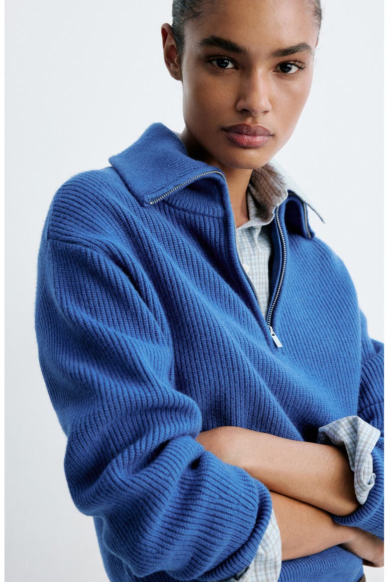 Quarter Zip Sweater, Alternate, color, VIBRANT BLUE