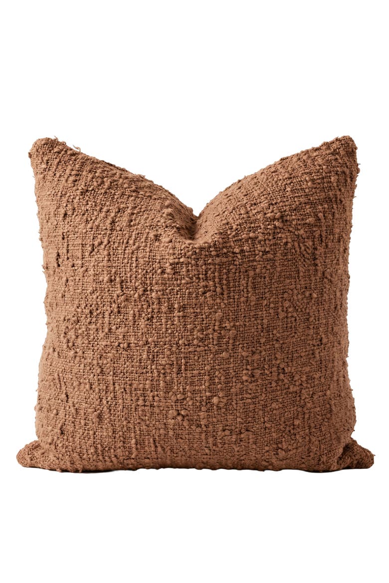 Cozy Cotton Boucle Pillow with Down Insert, Main, color, Teddy Brown