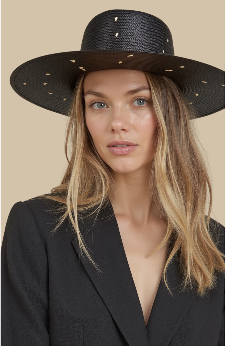 Heads Of State Hat Co. Boater Straw Hat, Alternate, color, Black