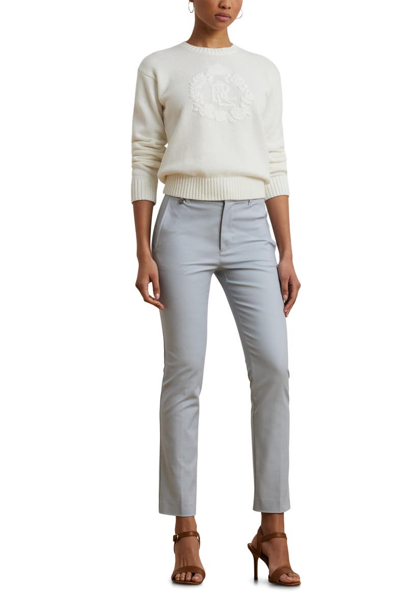 Lauren Ralph Lauren Floral Logo Combed Cotton Sweater, Alternate, color, 