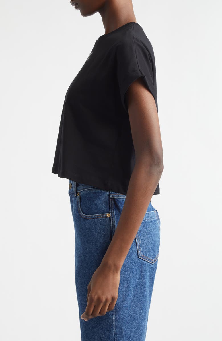 Balmain Paris Logo Graphic Crop T-Shirt, Alternate, color, Eab Blk/ White