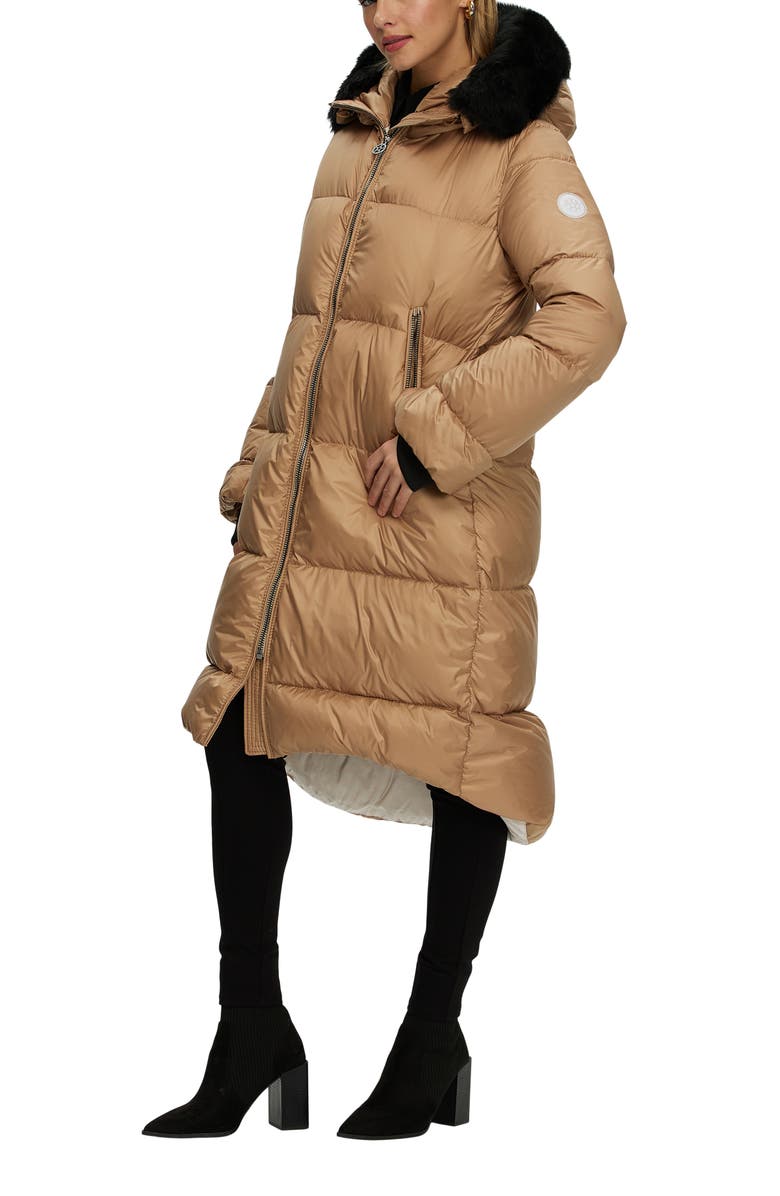GORSKI Apres-Ski Long Jacket With Detachable Toscana Trim, Alternate, color, Camel/Black