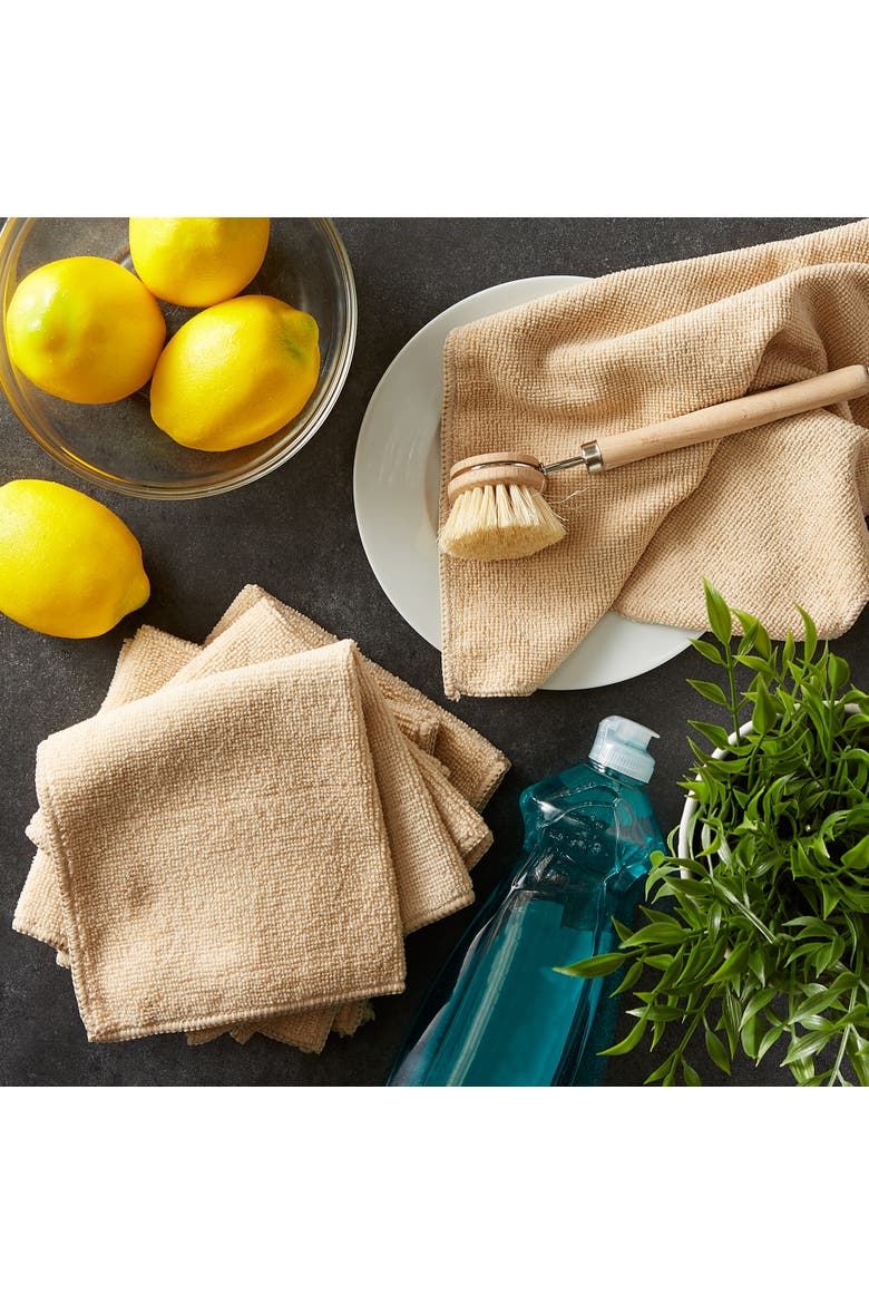 Taupe Microfiber Essential Dishcloth Set/6, Alternate, color, Taupe