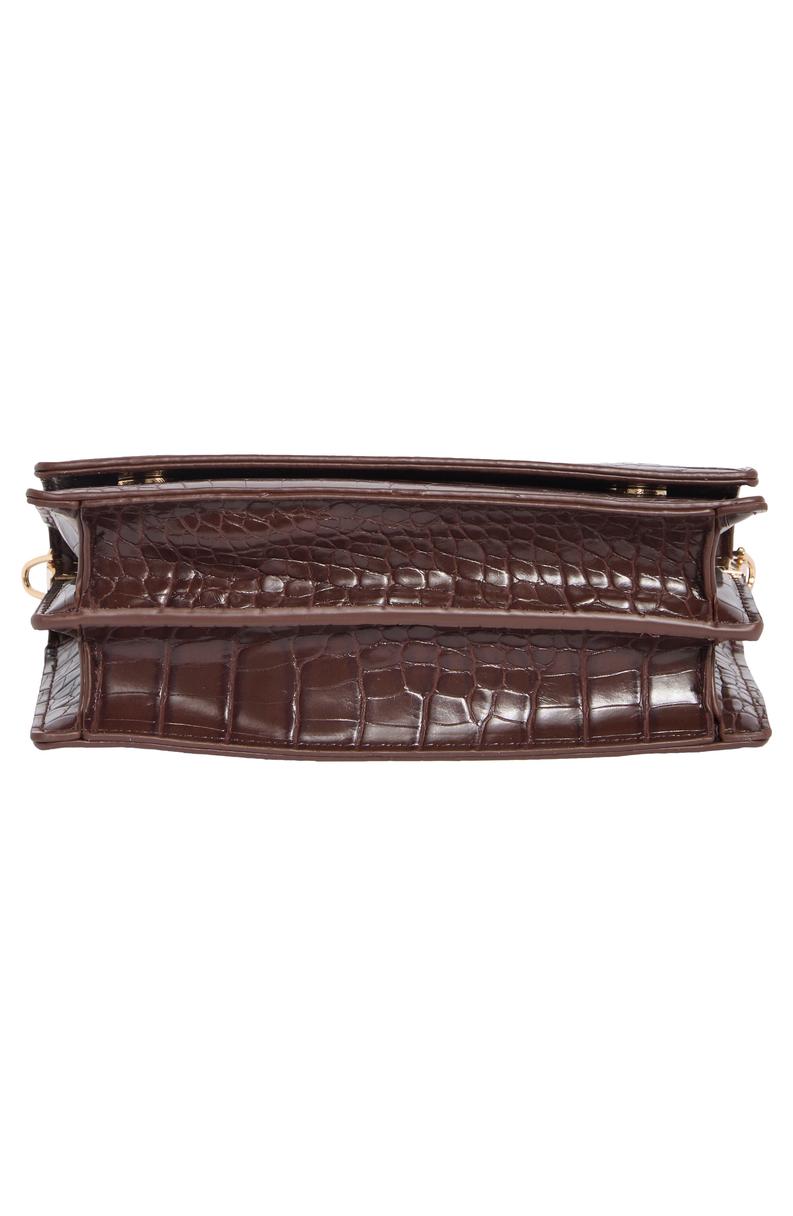 Croc Embossed Faux Leather Crossbody Bag, Alternate, color, FRENCH ROAST