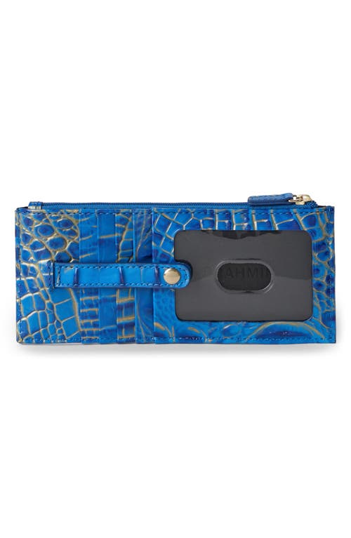 Brahmin Melbourne Croc Embossed Leather Card Wallet In Blue