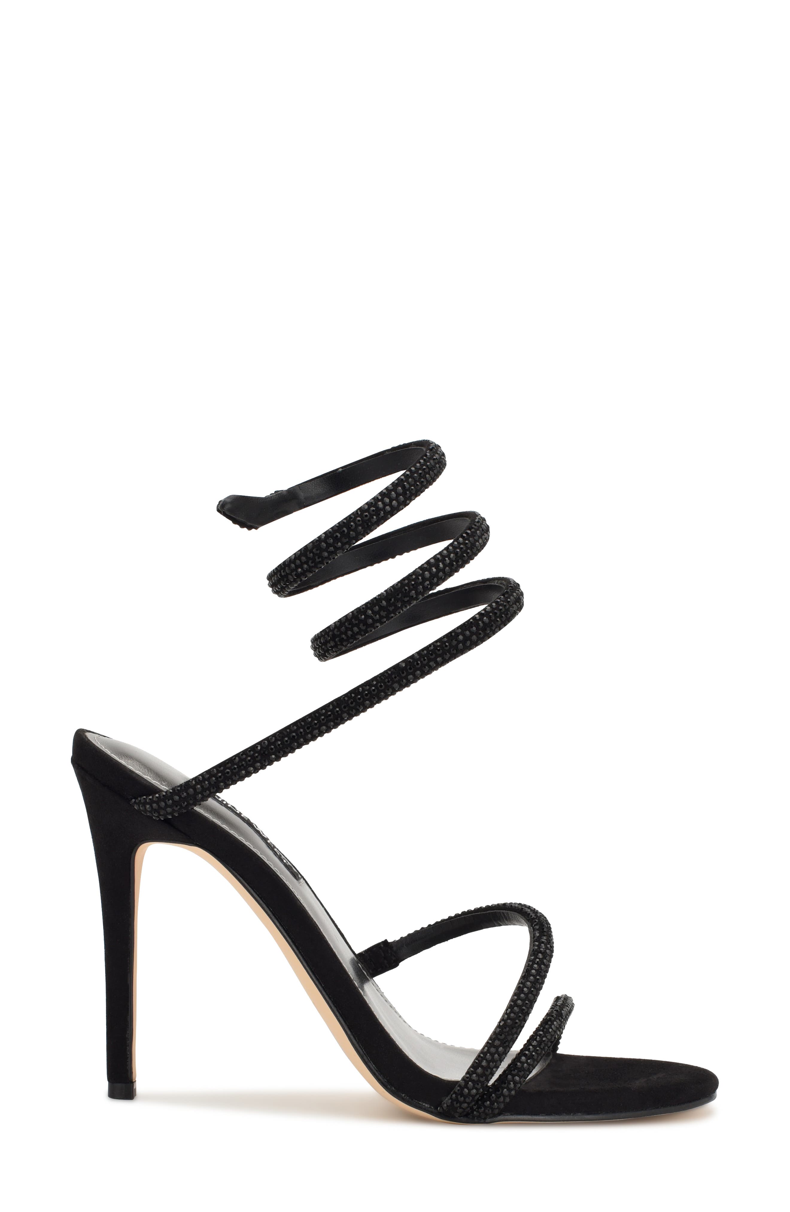 Nine West Maskill Rhinestone Ankle Wrap Sandal, Alternate, color, Black 001