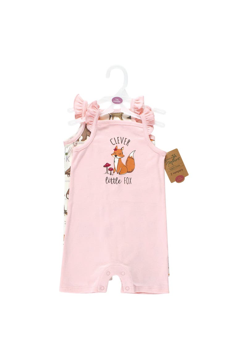Organic Cotton Romper Twin Pack, Alternate, color, Woodland Alphabet
