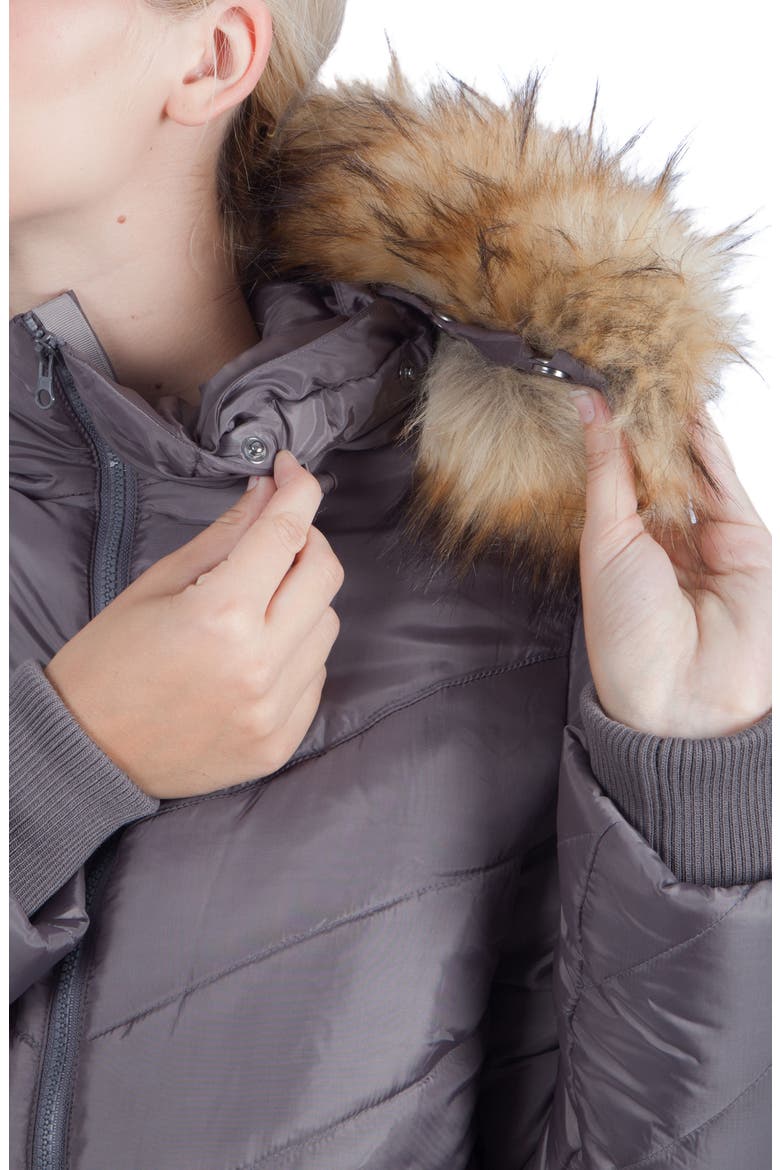 Faux Fur Trim Convertible Puffer 3-in-1 Maternity Jacket, Alternate, color, DARK GREY