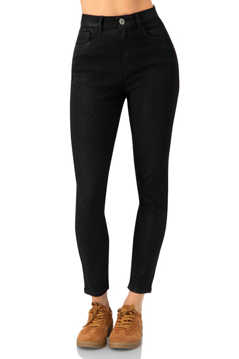 Skinny Jeans with Button and Patch Pockets, Main, color, Black