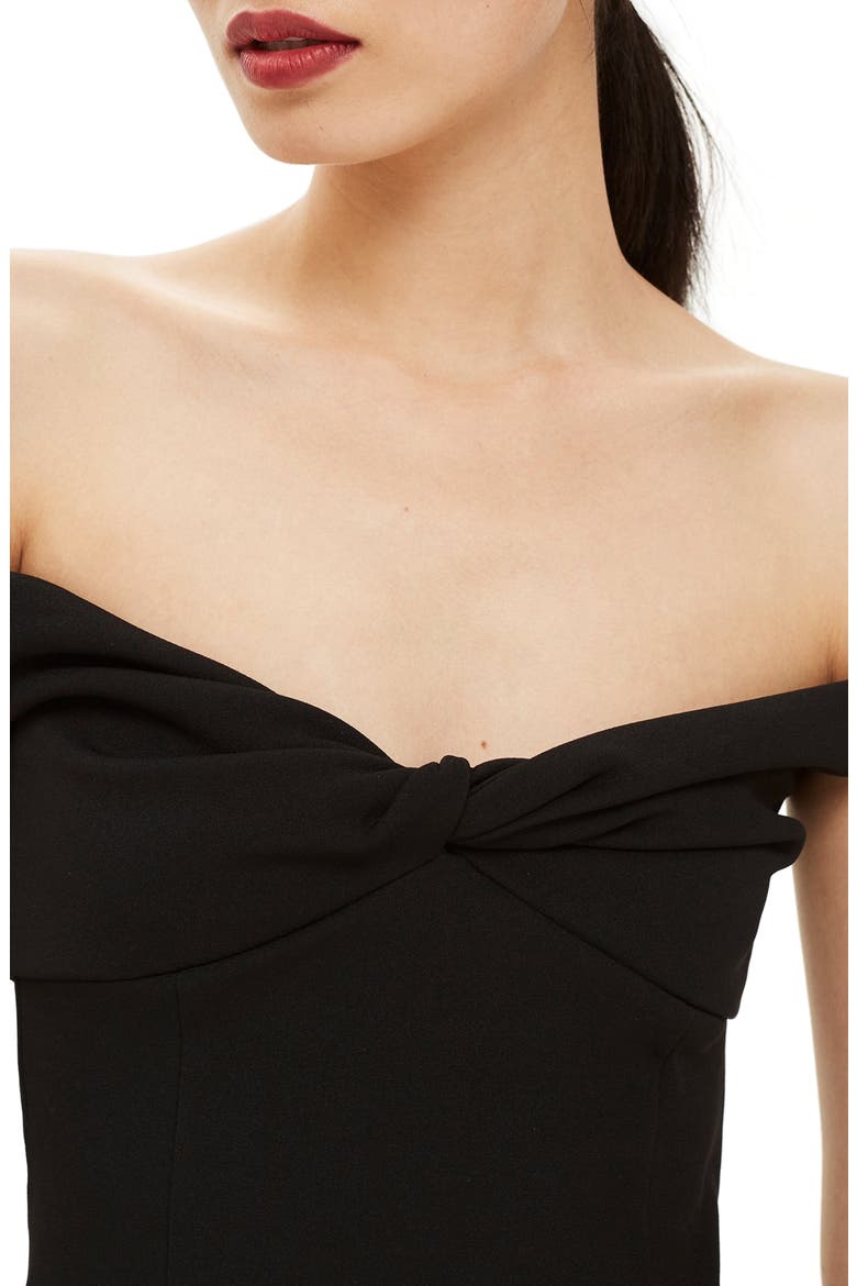 Twist Front Bardot Dress, Alternate, color, BLACK