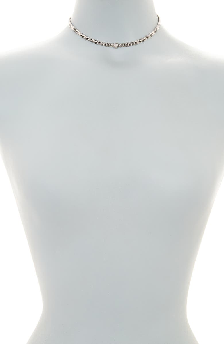 MESHMERISE 18K Vermeil Plated Sterling Silver Mesh Necklace, Alternate, color, White