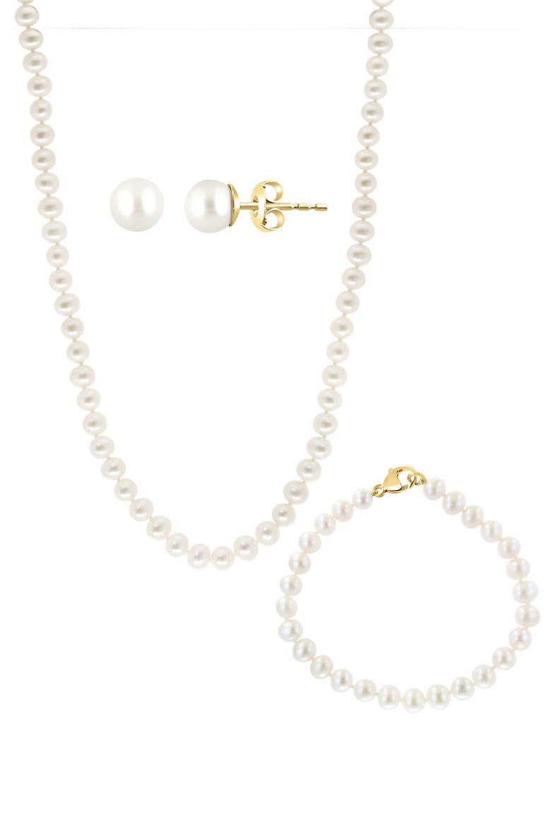 14Ky ,Fresh Water Pearl Set, Main, color, Hematite and FW Blush Pearl