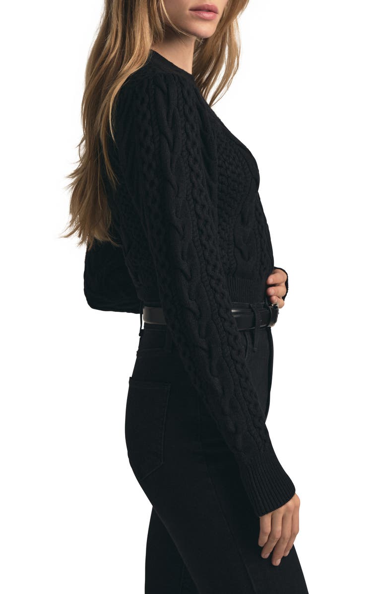 Favorite Daughter The Esther Cable Stitch Crop Sweater, Alternate, color, Black