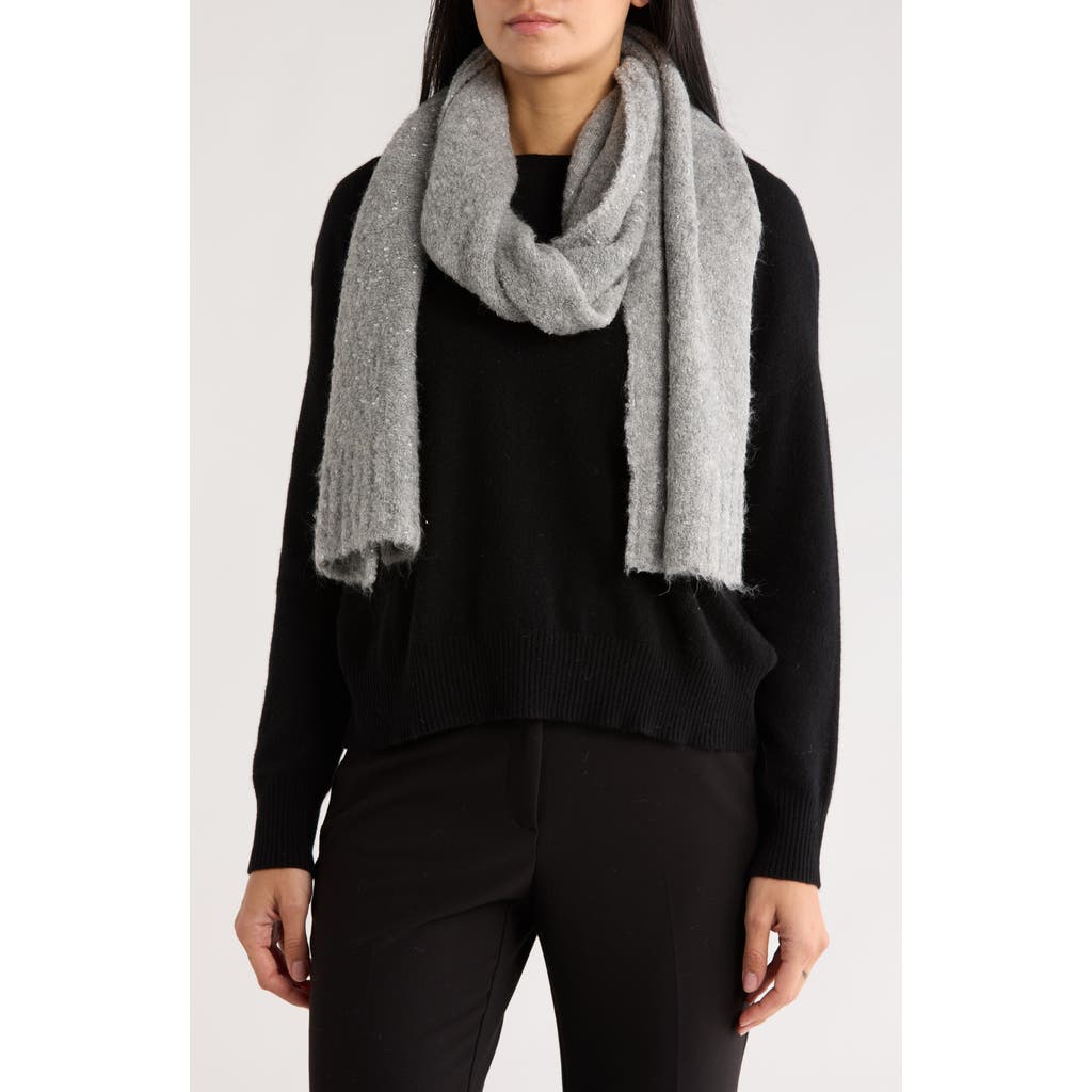 Calvin Klein Metallic Knit Scarf In Gray