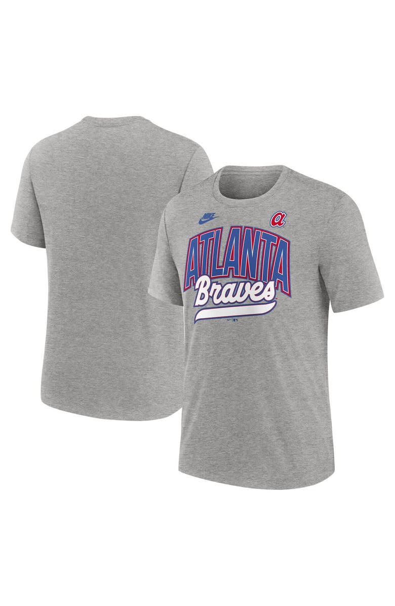 Nike Men's Nike Heather Gray Atlanta Braves Cooperstown Collection Retro Tri-Blend T-Shirt, Alternate, color,