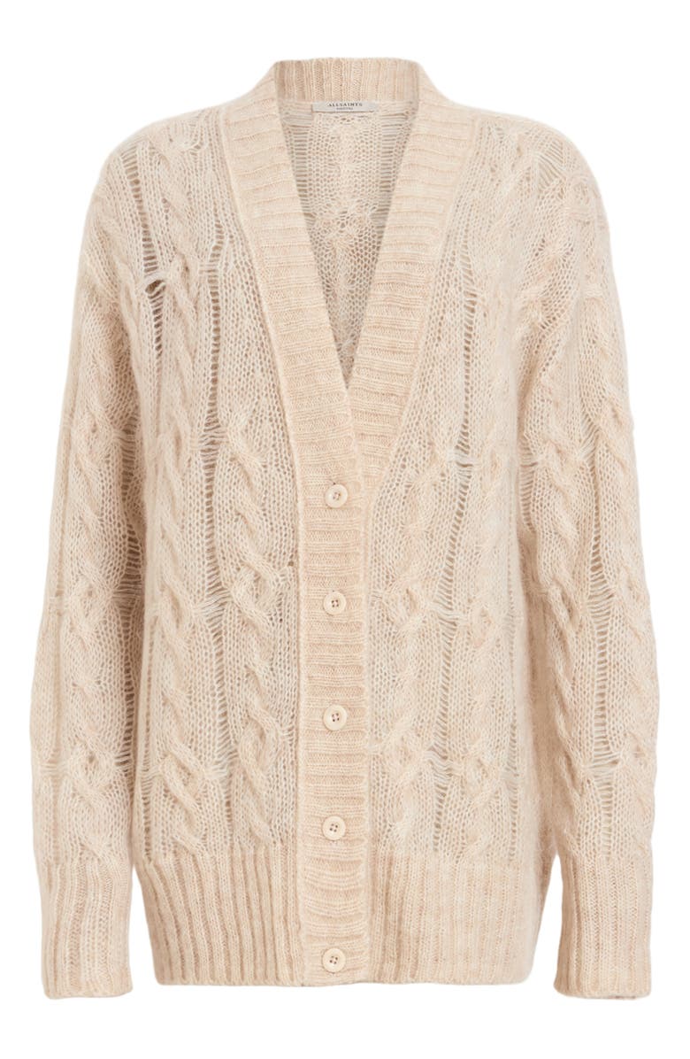 AllSaints Regan Open Stitch Mohair & Wool Blend Longline Cardigan, Alternate, color, 