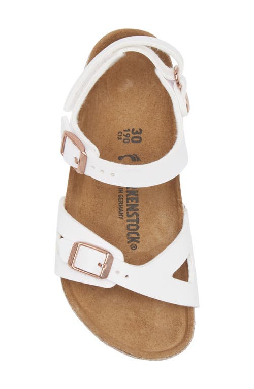 Birkenstock Rio White Flat Sandals With Double Strap In Faux Leather Girl In White