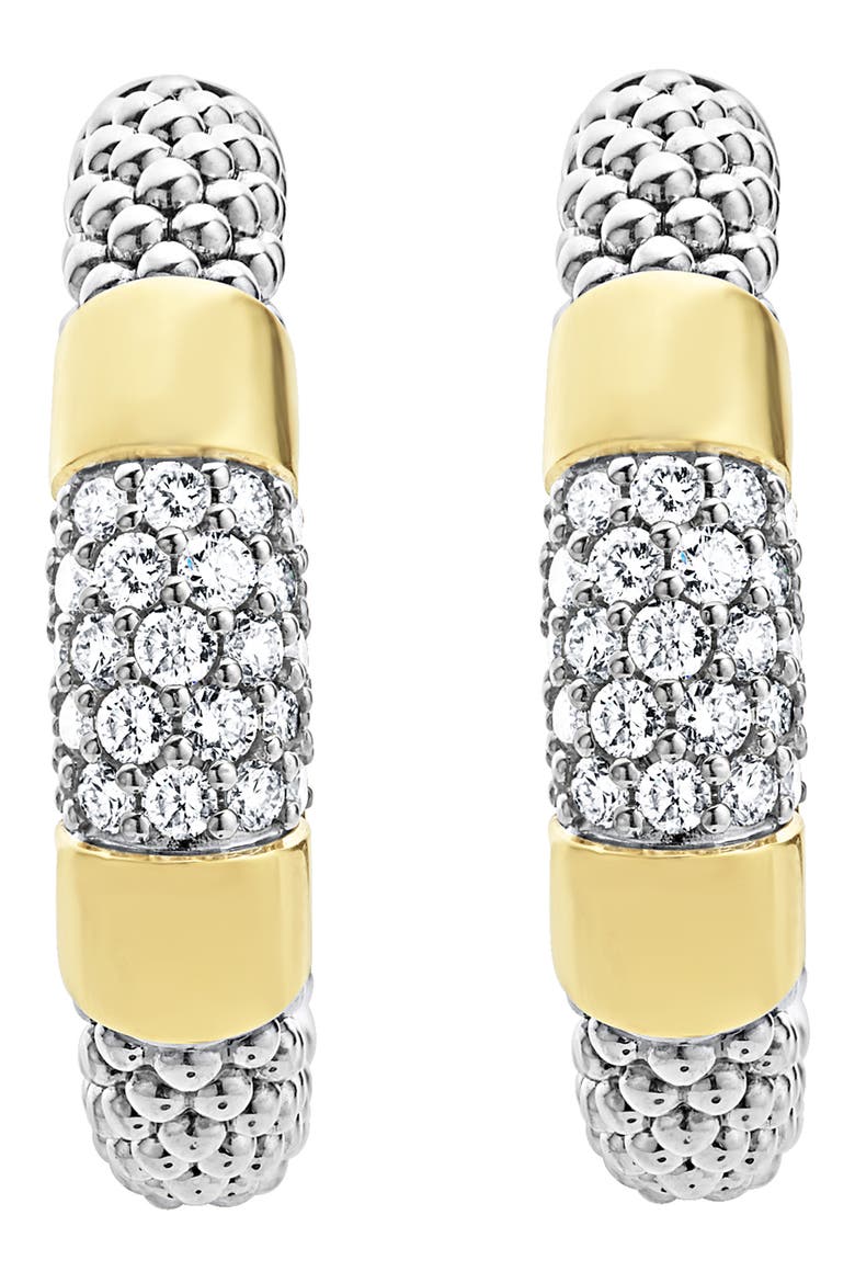 High Bar Pavé Diamond Hoop Earrings, Alternate, color, SILVER