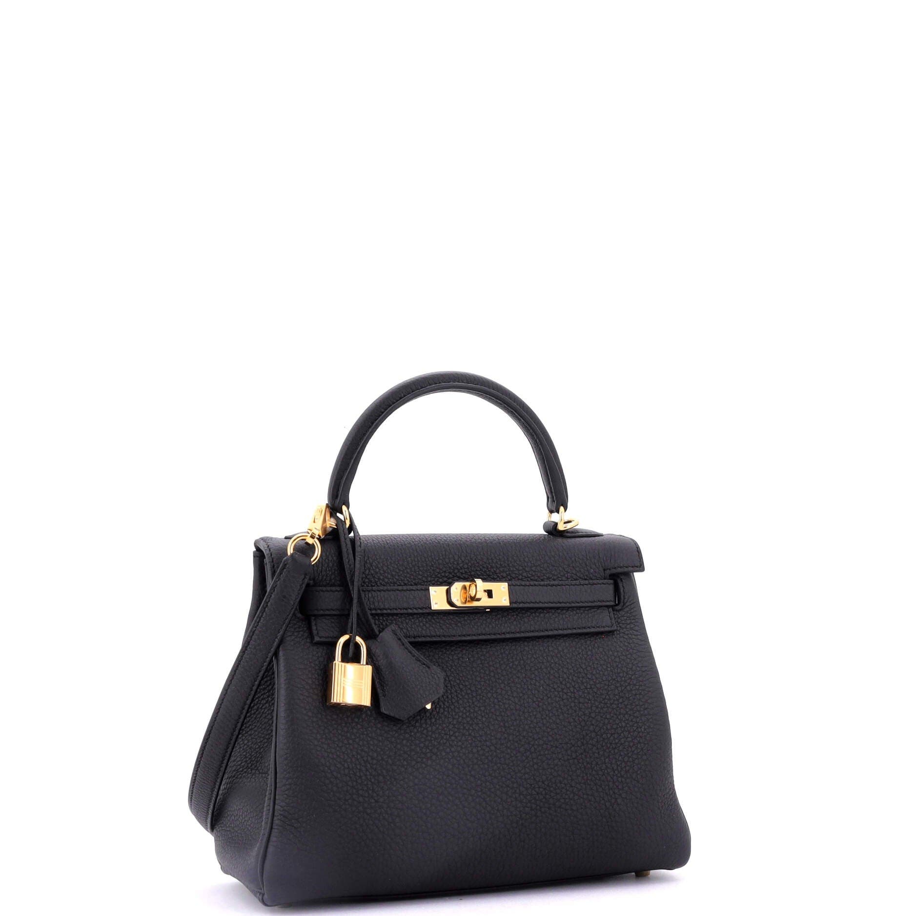 Pre-Owned Hermes Kelly Handbag Black Togo with Gold Hardware 25, Alternate, color, 