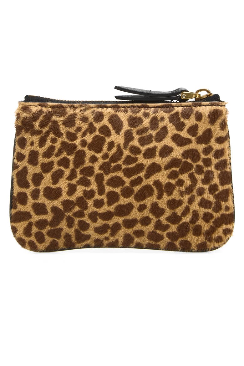 Viva Superstar Genuine Calf Hair Zip Card Case, Alternate, color, TAN