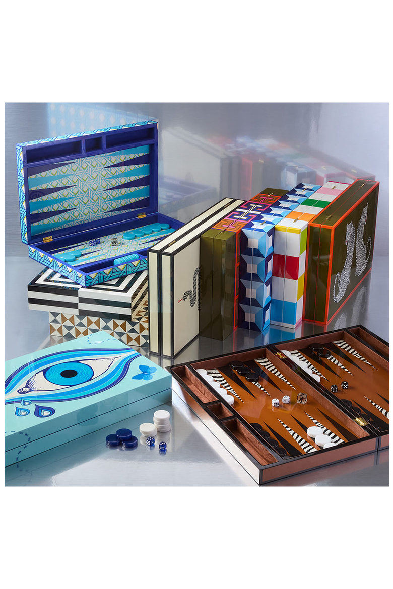 Basketweave Backgammon Set, Alternate, color, Blue / Green / White