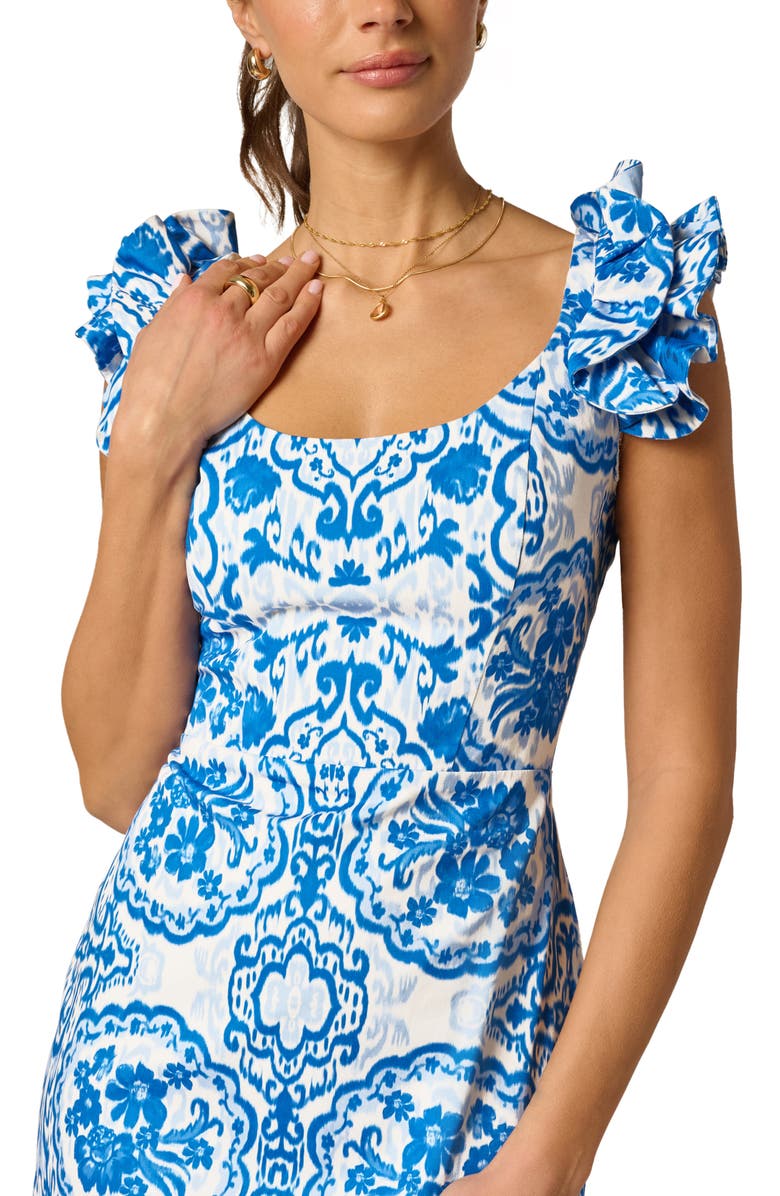 Adrianna Papell Floral Print Column Midi Dress, Alternate, color, 