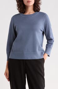 Adrianna Papell Scalloped Three-Quarter Sleeve Sweater