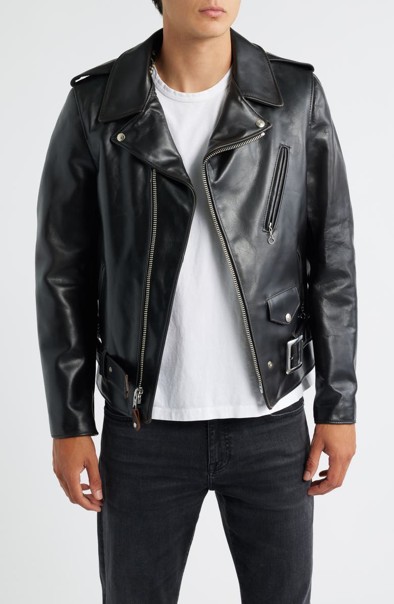 Schott NYC Perfecto Heavyweight Leather Moto Jacket, Alternate, color, Black