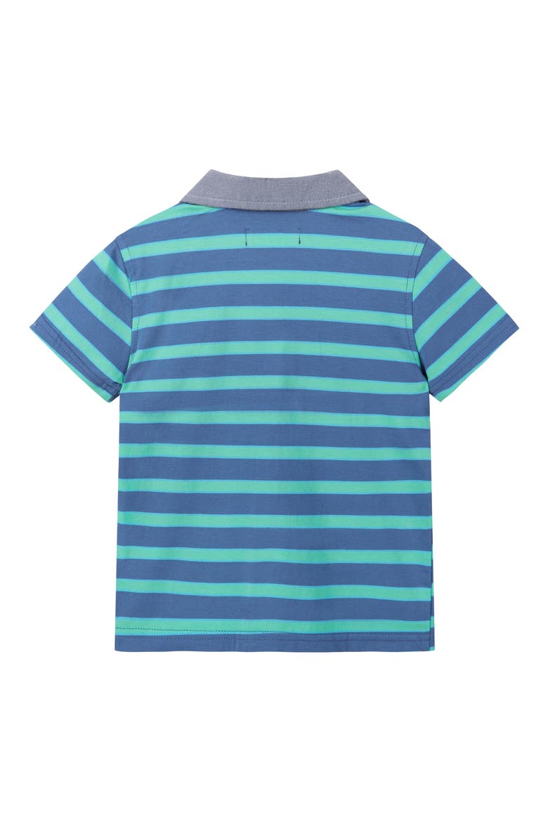 Stripe Stretch Cotton Piqué Polo & Shorts Set, Alternate, color, BLUE STRIPE