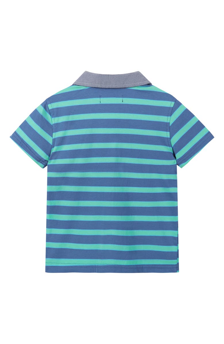 Andy & Evan Stripe Stretch Cotton Piqué Polo & Shorts Set, Alternate, color, Blue Stripe