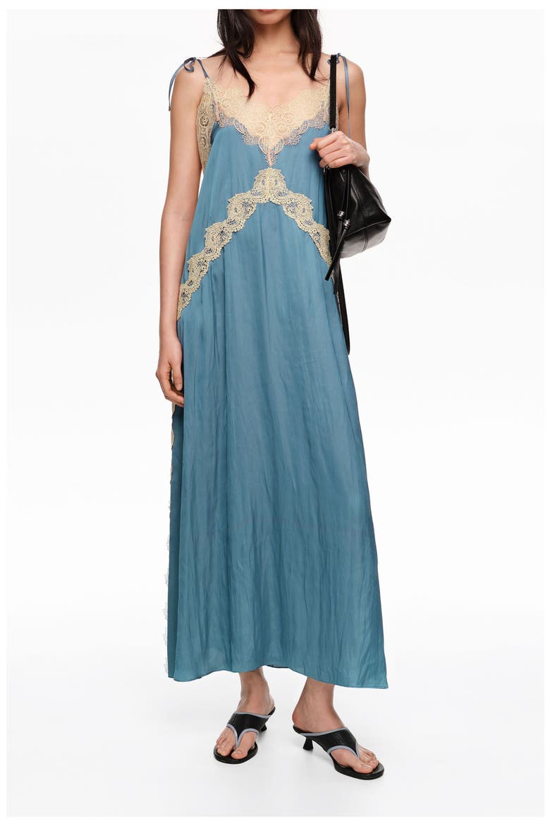 Lace Fluid Dress, Alternate, color, TEAL