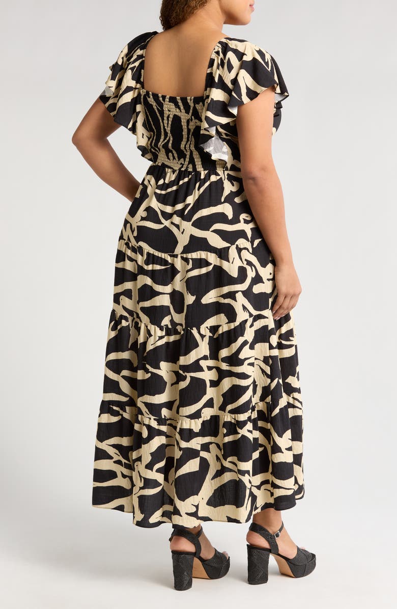 MELLODAY Printed Shirred Waist Tiered Maxi Sundress, Alternate, color, 