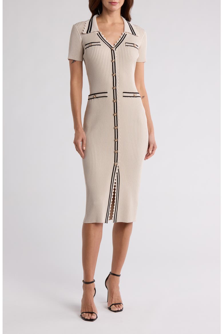 Ribbed Sweater Dress, Main, color, LIGHT KHAKI