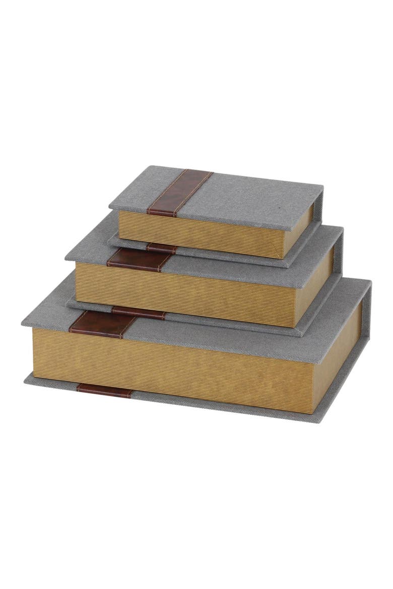 Set of 3 Faux Book Boxes, Alternate, color, GRAY