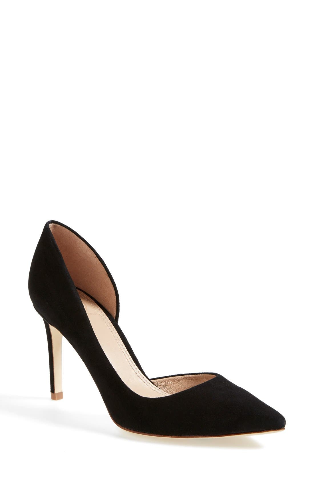 Suede d'Orsay Pump, Main, color, BLACK SUEDE