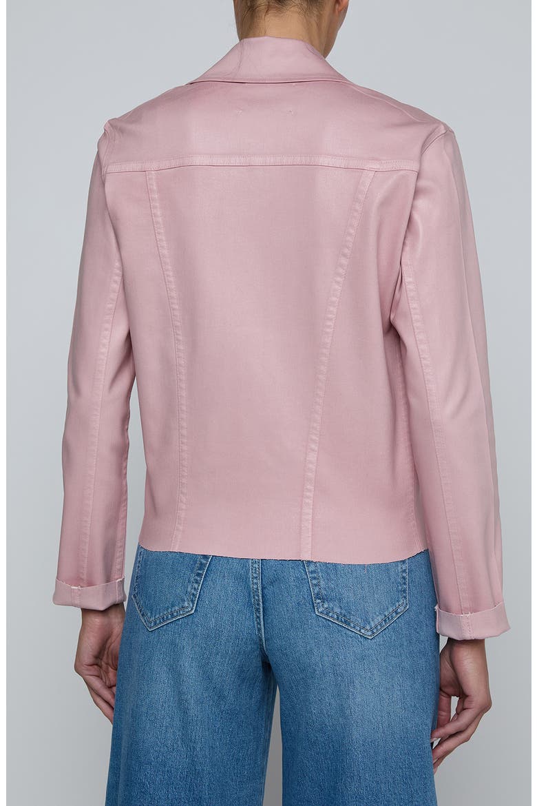 Janelle Slim Fit Raw Hem Jacket, Alternate, color, PALE ROSE COATED