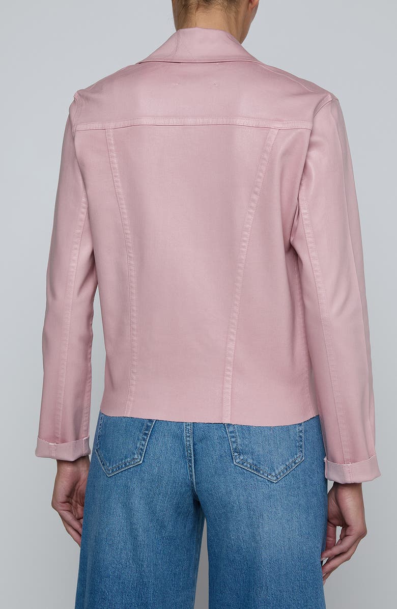 L'AGENCE Janelle Slim Fit Raw Hem Jacket, Alternate, color, Pale Rose Coated