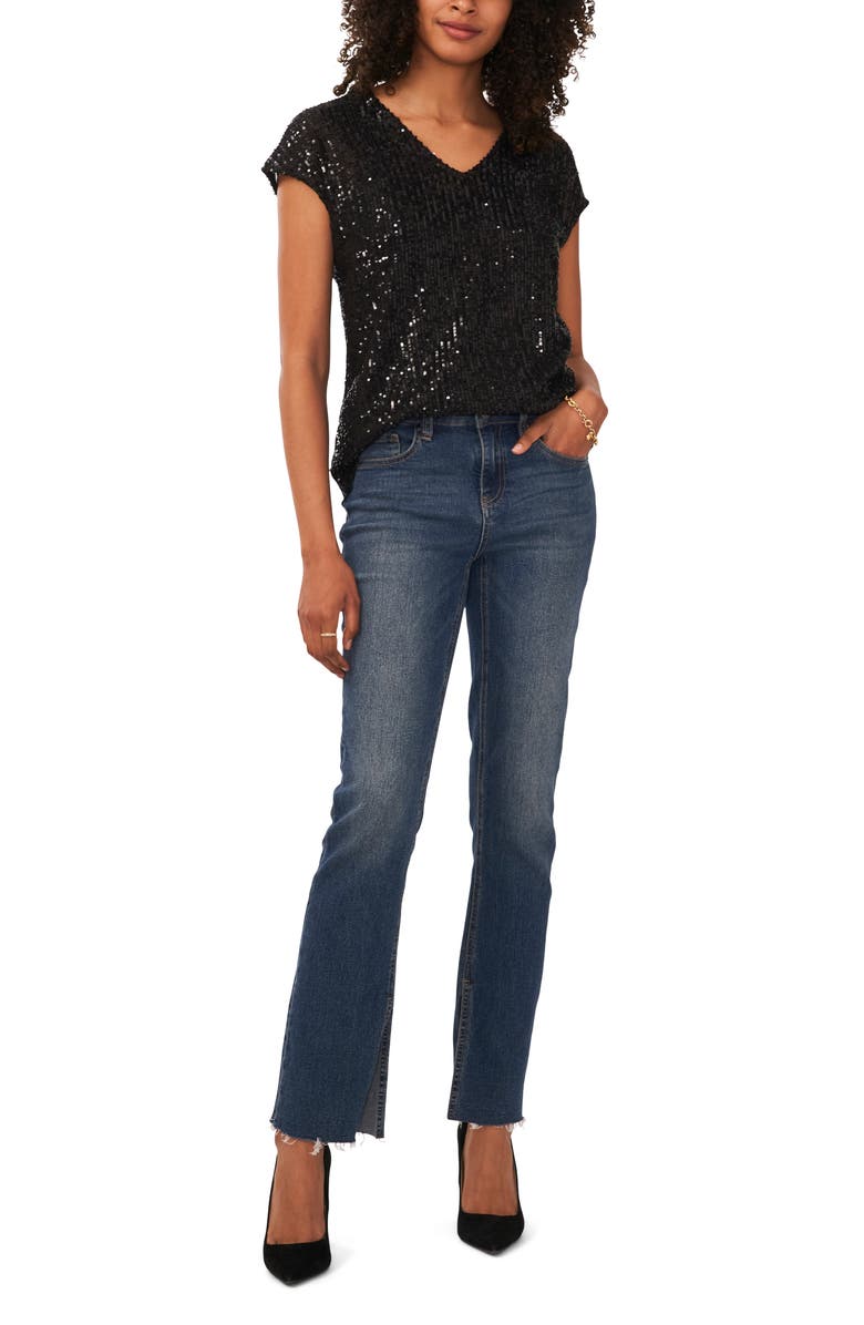 Vince Camuto Sequin Cap Sleeve Top, Alternate, color,