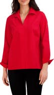 Foxcroft Agnes Split Cuff Popover Blouse