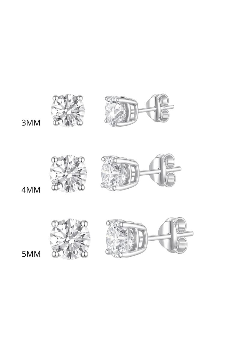 Set Of 3 Sterling Silver Round Stud Earrings, Alternate, color, Silver