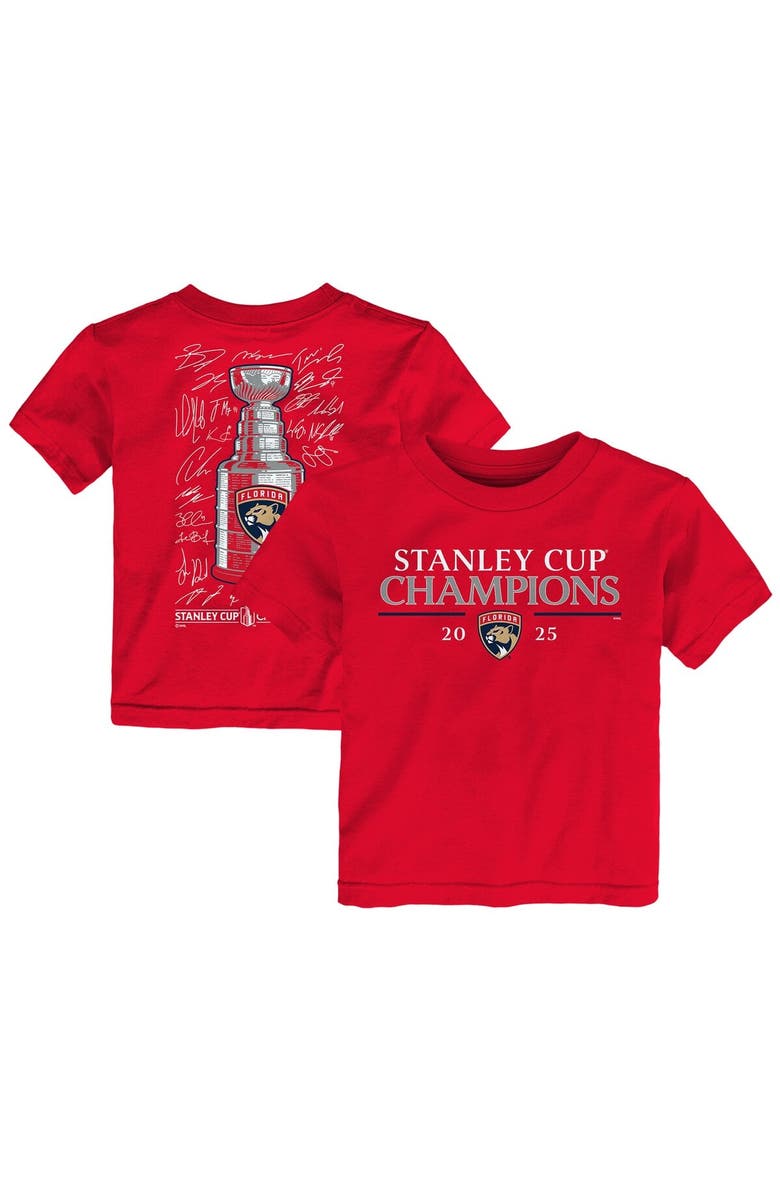 FANATICS Toddler Fanatics Red Florida Panthers 2025 Stanley Cup Champions Signature Roster T-Shirt, Alternate, color, 