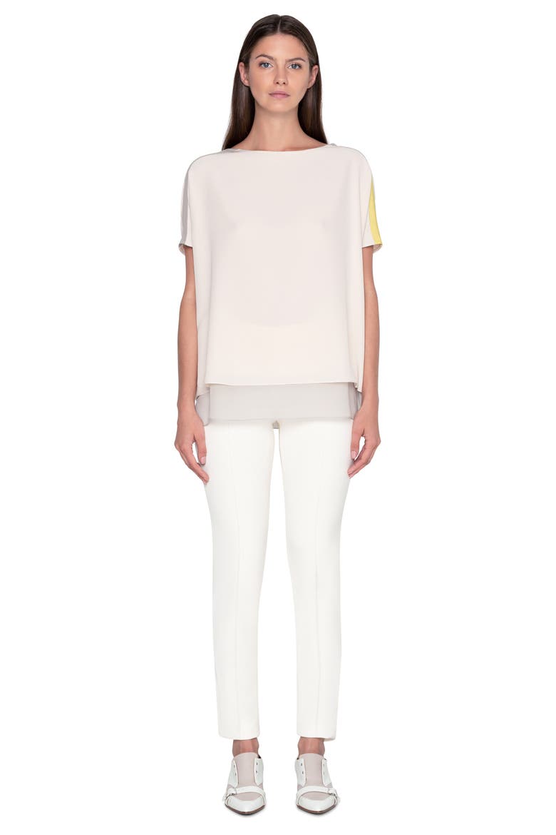 Layered Colorblock Silk Crepe Blouse, Alternate, color, SAND-SILVER-LUCE