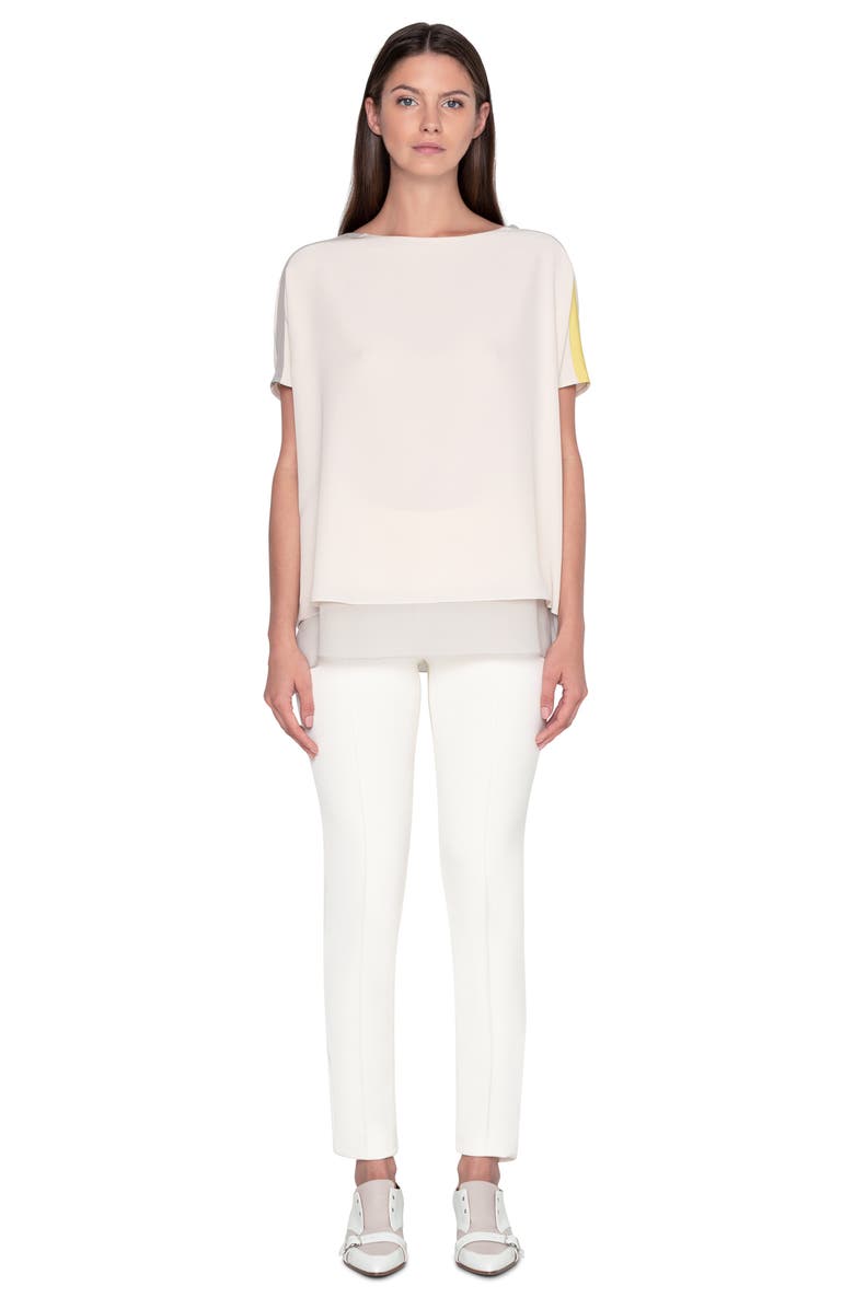 Akris Layered Colorblock Silk Crepe Blouse, Alternate, color,