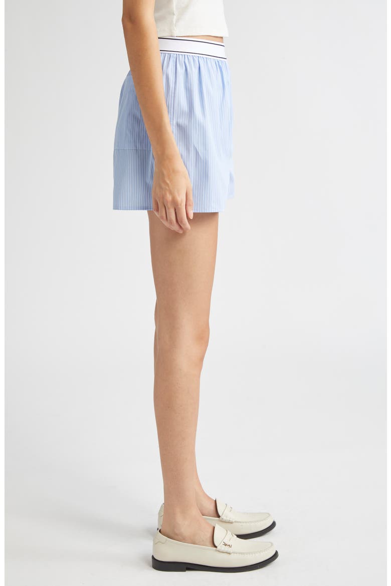 Serif Logo Cotton Boxer Shorts, Alternate, color, LIGHT BLUE STRIPED