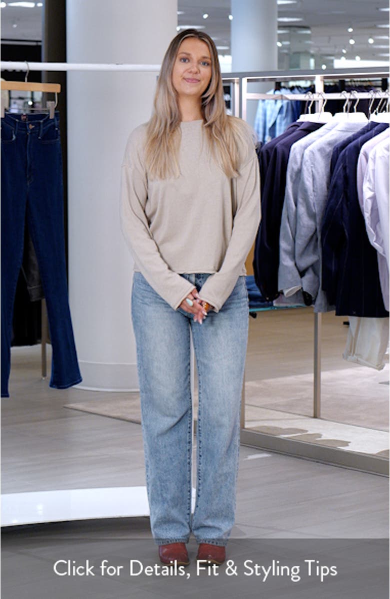 Roll Crewneck Boxy Long Sleeve Cotton Blend Top