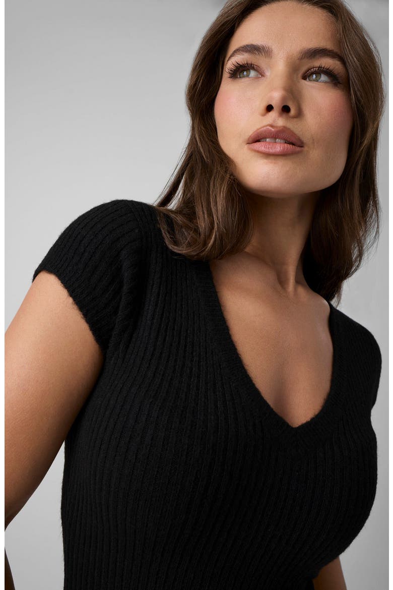 Emily V-Neck Sweater Dress, Main, color, JET BLACK